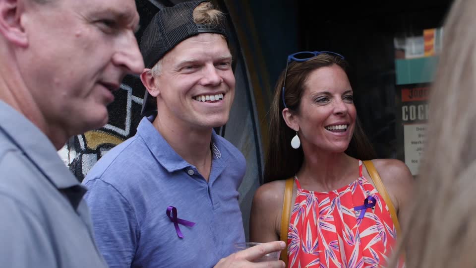 Supporters gathered at a community fundraising event
